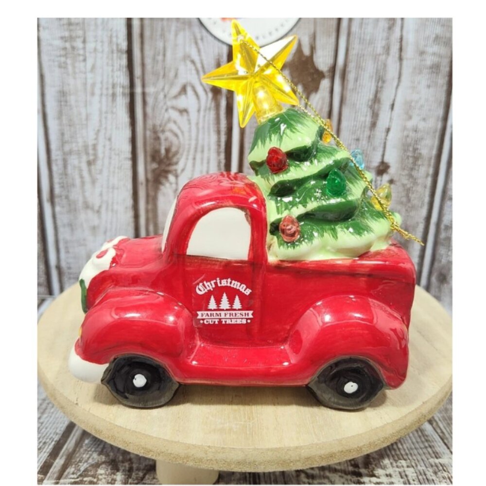 Mr. Christmas NWT 4.5" Mini Christmas Ceramic Farm Truck Ornament, 4.5"L